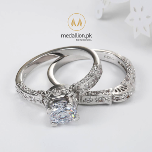 White Gold Plated AAA+ CZ Set of 2 Ring