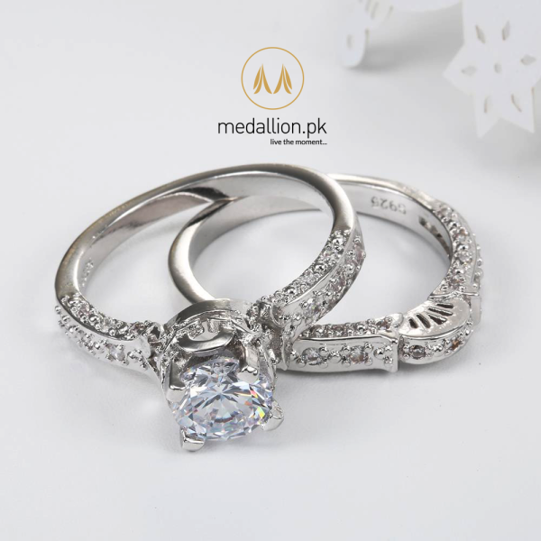 White Gold Plated AAA+ CZ Set of 2 Ring