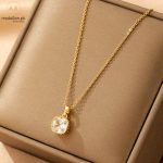Stainless Steel 18K Gold Plated Big Square Zircon Necklace