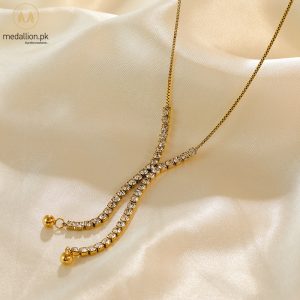 Stainless Steel Tassel Zirconia Necklace