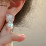 Vintage Imitation Pearl and Cubic Zirconia Earrings