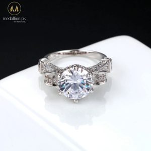 White Gold Plated AAA+ CZ Crown Ring