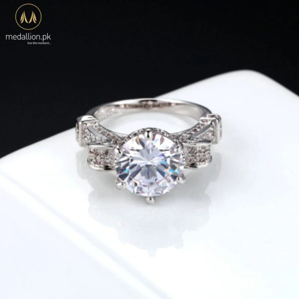 White Gold Plated AAA+ CZ Crown Ring