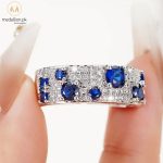 White Gold Plated Blue Small and Big CZ Ring