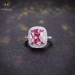 White Gold Plated Pink Big Zircon Ring