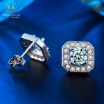 White Gold Plated Square AAA CZ Stud Earrings