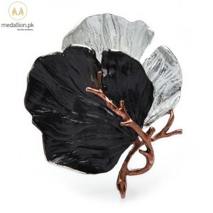 Trending Black & White Leaf Shape Brooch
