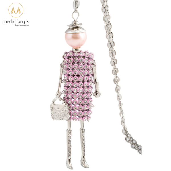 Pink Doll Rhinestones Long Chain Necklace for Girls Pink Doll Rhinestones Long Chain Necklace for Girls