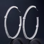 White Gold Plated Cubic Zirconia Big Hoop Earring