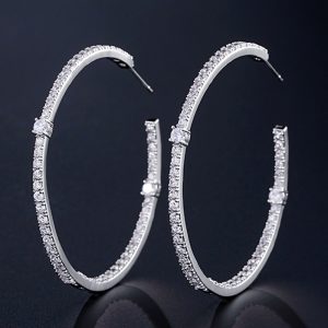 White Gold Plated Cubic Zirconia Big Hoop Earring