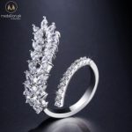 Trending White Gold Plated Leaf Style AAA+ CZ Ring