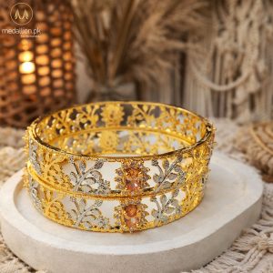 1 Karat Indian Gold Plated Champaign & White Zircons Bangles