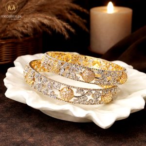 1 Karat Indian Gold Plated Round Balls Design Zircons Bangles