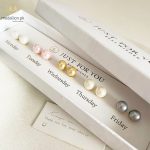 Five Pairs White Pink Champagne Beige Grey Pearl Earrings
