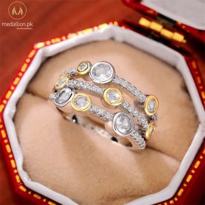 Luxury Gold & Silver Plated Cubic Zirconia Ring