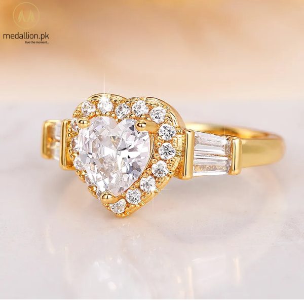 Gold Plated Heart Cubic Zirconia Ring