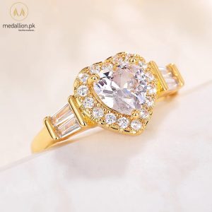 Gold Plated Heart Cubic Zirconia Ring