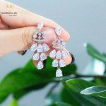 White Gold Plated Water Drop Zirconia Dangle Earrings