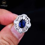 Luxury White Gold Plated Blue Zircon Oval Style Ring