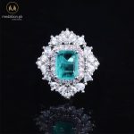 Luxury White Gold Plated Paraiba Tourmaline Zirconia Ring