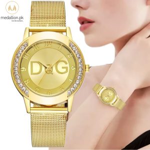 Quartz Movement Gold Steel Strap D & G Dupe Watch
