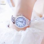 Quartz Movement Silver Steel Strap Sea Shell Dial Watch