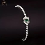 Silver Plated Green and White Cubic Zirconia Bracelet