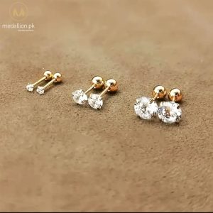 Stainless Steel 18K Gold Plated 3 Pairs of Stud Earrings