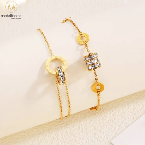 Stainless Steel 18K Gold Plated Zirconia Set of Two Bracelets Stainless Steel 18K Gold Plated Zirconia Set of Two Bracelets