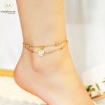 Stainless Steel 18K Gold Plated Double Hearts Anklet