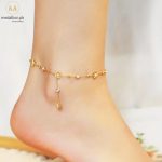Stainless Steel 18K Gold Plated Flower Pearl CZ Anklet