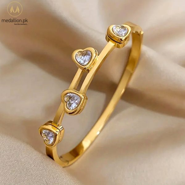 Stainless Steel 18K Gold Plated Hearts Bracelet/Bangle Stainless Steel 18K Gold Plated Hearts Bracelet/Bangle