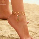 Stainless Steel 18K Gold Plated Moon & Stars Anklet