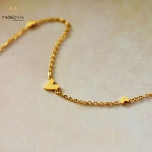 Stainless Steel 18K Gold Plated Multiple Hearts Anklet