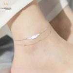 Stainless Steel Double Layer Leaf Charm Anklet