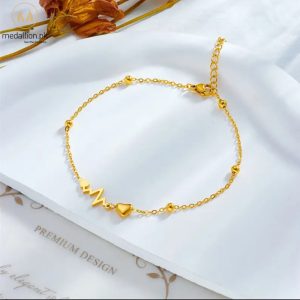 Stainless Steel Gold Plated Heartbeat Anklet