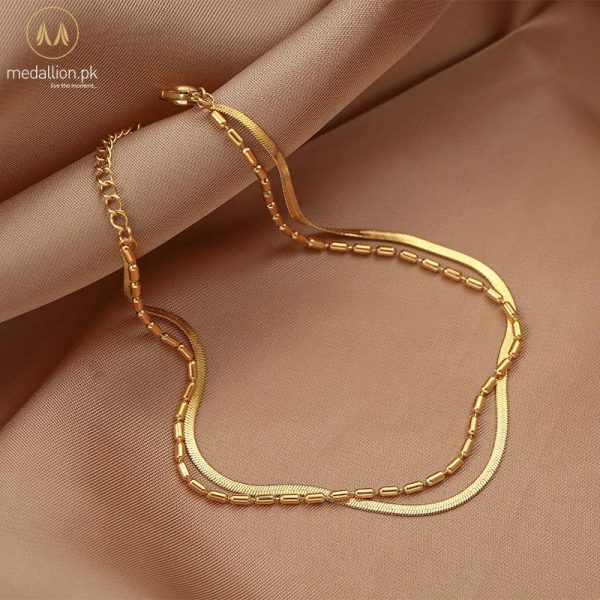 Stainless Steel Multilayer Gold Plated Anklet