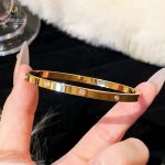 Titanium Steel Gold Plated Multi Zircons Bracelet/Bangle