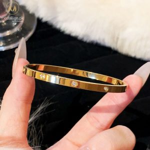 Titanium Steel Gold Plated Multi Zircons Bracelet/Bangle
