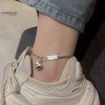 Stainless Steel Big Heart Lucky Girl Chain Anklet