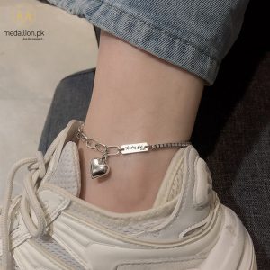Stainless Steel Big Heart Lucky Girl Chain Anklet