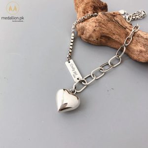 Stainless Steel Big Heart Lucky Girl Chain Anklet