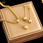 316L Stainless Steel Gold Plated Bead Ball Jewelry Set
