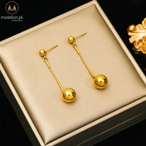 316L Stainless Steel Gold Plated Bead Ball Jewelry Set