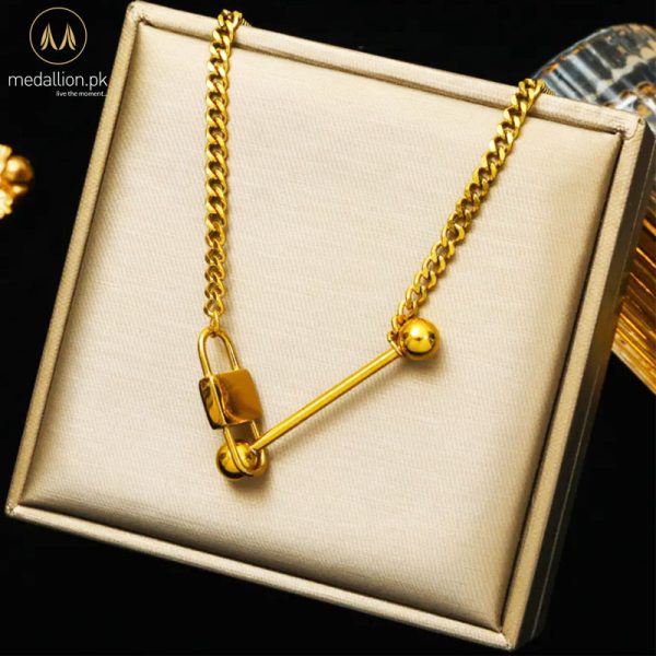 316L Stainless Steel Gold Plated Lock Bead Jewelry Set