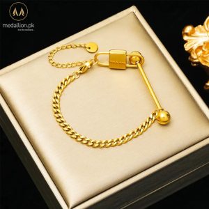316L Stainless Steel Gold Plated Lock Bead Jewelry Set