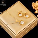 316L Stainless Steel Gold Plated Big Zircon Jewelry Set