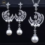 925 Sterling Silver Pearl AAA Zircon Jewelry Set