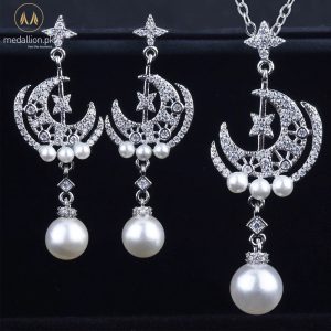 925 Sterling Silver Pearl AAA Zircon Jewelry Set