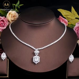 Luxury White Gold Plated Big Zircons Jewelry Set